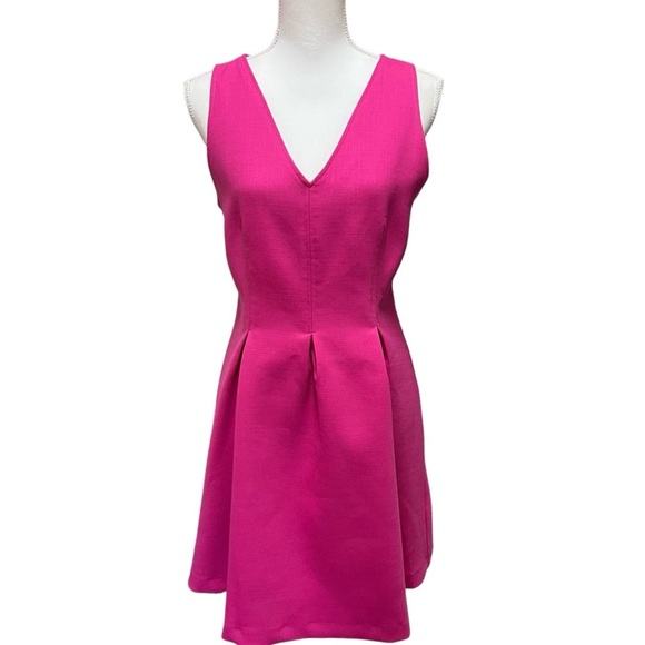 Boden V-Neck Virtual Pink Wool-Blend Skater Mini Dress Size 6 Fit & Flare NWT - Picture 1 of 16